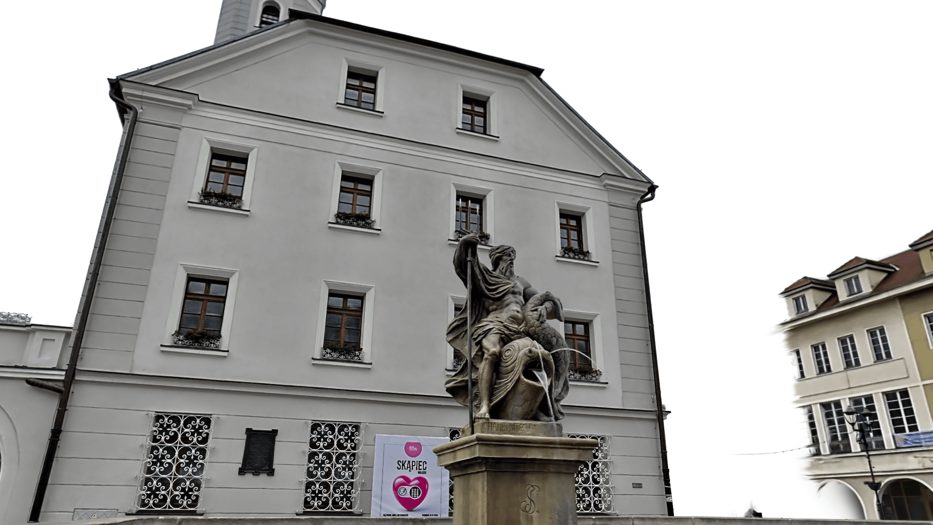 Fontanna z rzeźbą Neptuna na rynku w Gliwicach – skan 3D w technologii Gaussian Splatting